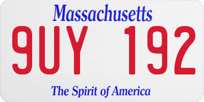 MA license plate 9UY192