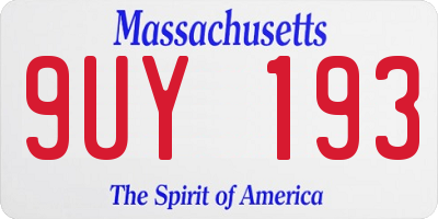 MA license plate 9UY193