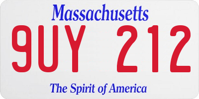 MA license plate 9UY212