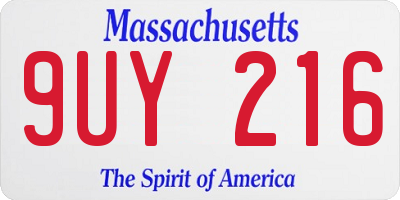 MA license plate 9UY216