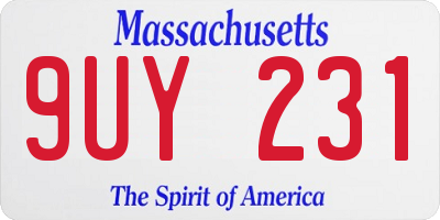 MA license plate 9UY231