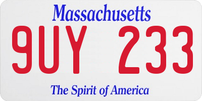 MA license plate 9UY233