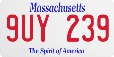 MA license plate 9UY239