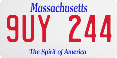 MA license plate 9UY244