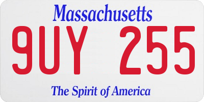 MA license plate 9UY255