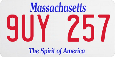 MA license plate 9UY257