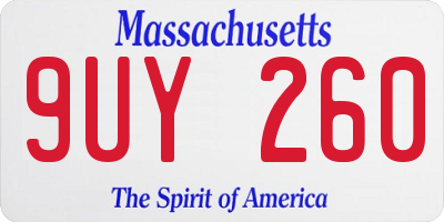 MA license plate 9UY260