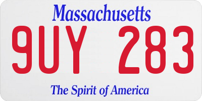MA license plate 9UY283