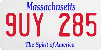 MA license plate 9UY285