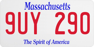 MA license plate 9UY290