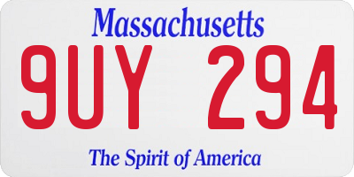 MA license plate 9UY294