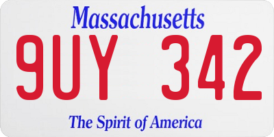 MA license plate 9UY342