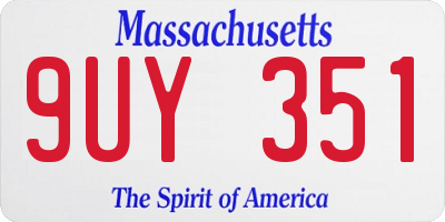 MA license plate 9UY351