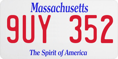 MA license plate 9UY352