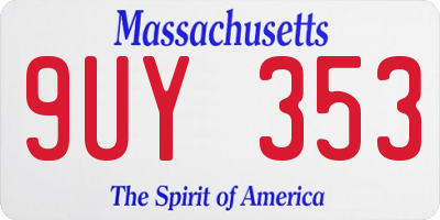 MA license plate 9UY353