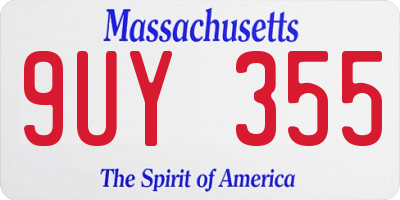 MA license plate 9UY355