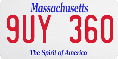 MA license plate 9UY360