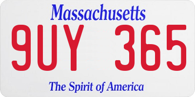 MA license plate 9UY365