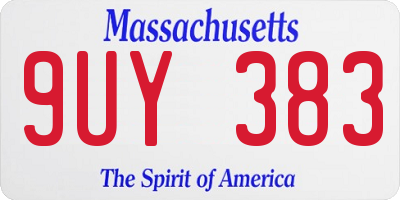 MA license plate 9UY383