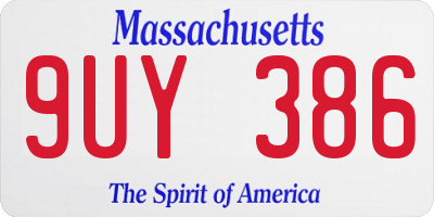 MA license plate 9UY386