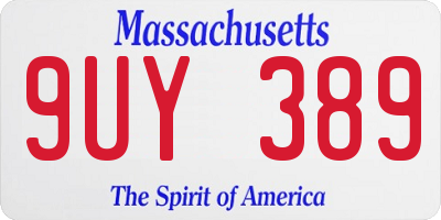MA license plate 9UY389