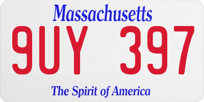 MA license plate 9UY397