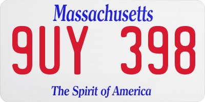 MA license plate 9UY398
