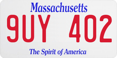 MA license plate 9UY402