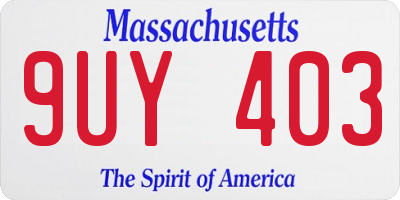 MA license plate 9UY403
