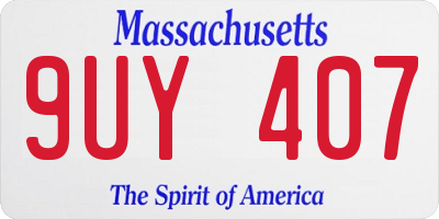 MA license plate 9UY407