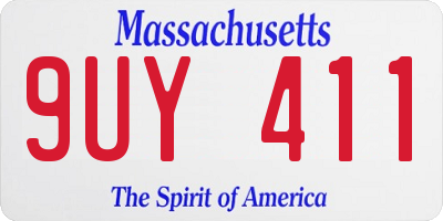 MA license plate 9UY411