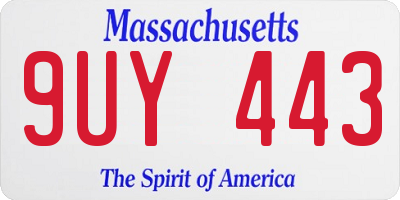 MA license plate 9UY443