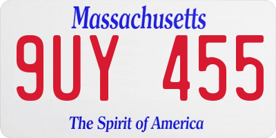 MA license plate 9UY455