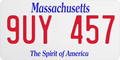 MA license plate 9UY457