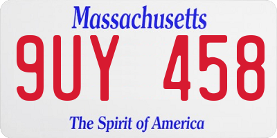 MA license plate 9UY458
