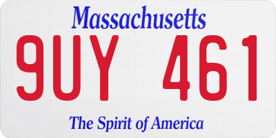 MA license plate 9UY461