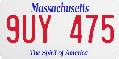 MA license plate 9UY475