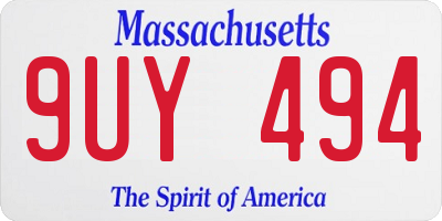 MA license plate 9UY494