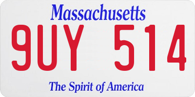MA license plate 9UY514