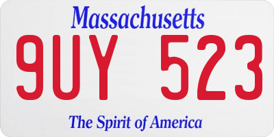 MA license plate 9UY523