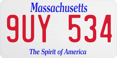 MA license plate 9UY534