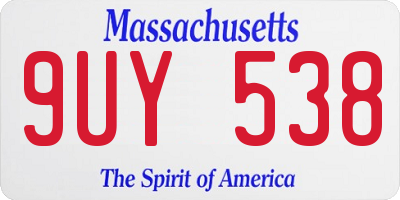 MA license plate 9UY538