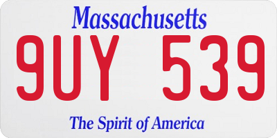 MA license plate 9UY539