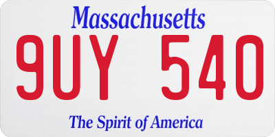 MA license plate 9UY540