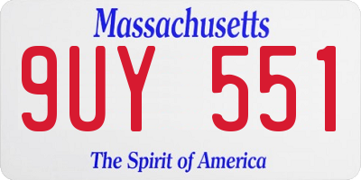 MA license plate 9UY551