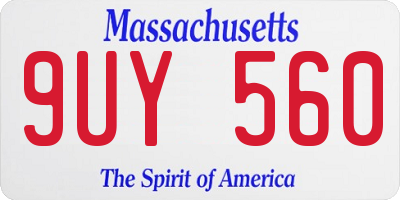 MA license plate 9UY560
