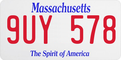 MA license plate 9UY578