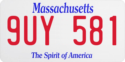 MA license plate 9UY581