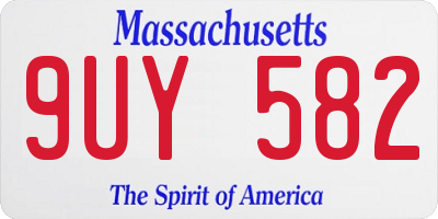 MA license plate 9UY582