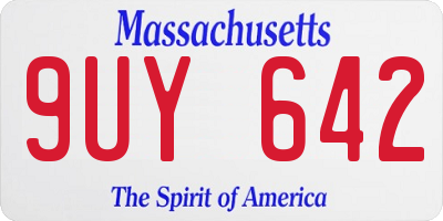 MA license plate 9UY642